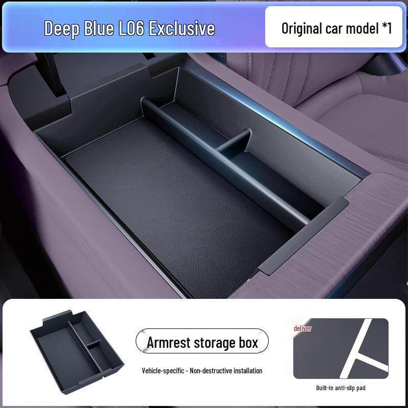 Dark Blue Center Console Storage Box for L06 Car Armrest: 26 Models Compatible