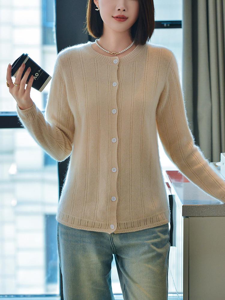 Женский кашемировый кардиган Qinghe кашемир 30% кашемир 70% шерсть осенне-зимний кашемировый кардиган мягкий и теплый