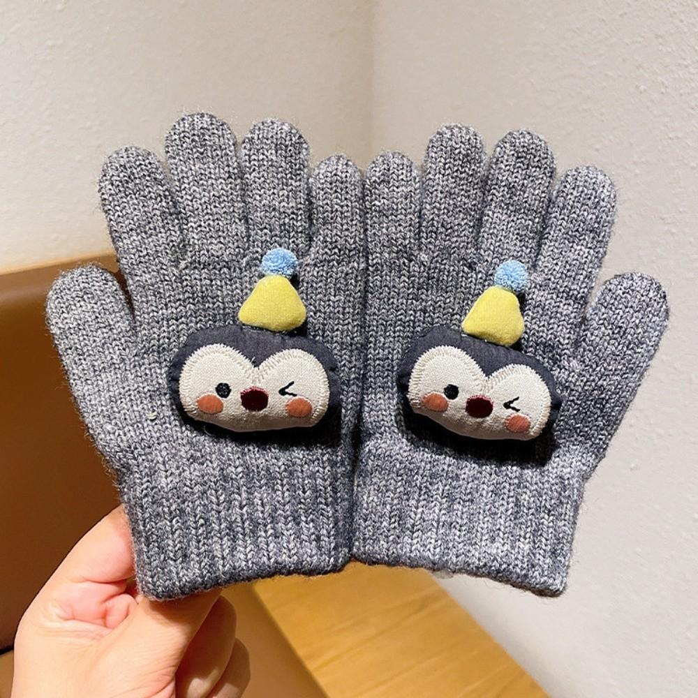 Candy Color Cute Animal Kids Knit Gloves Warm Full Finger Gloves Riding