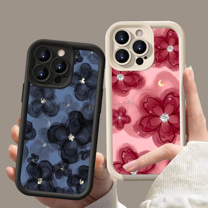 Силиконовый чехол для телефона с алмазным цветочным дизайном для Xiaomi Redmi Note 14 13 12 11 Pro Plus 4G 5G 12S 11S Redmi 13C 14C 12 Мягкая крышка