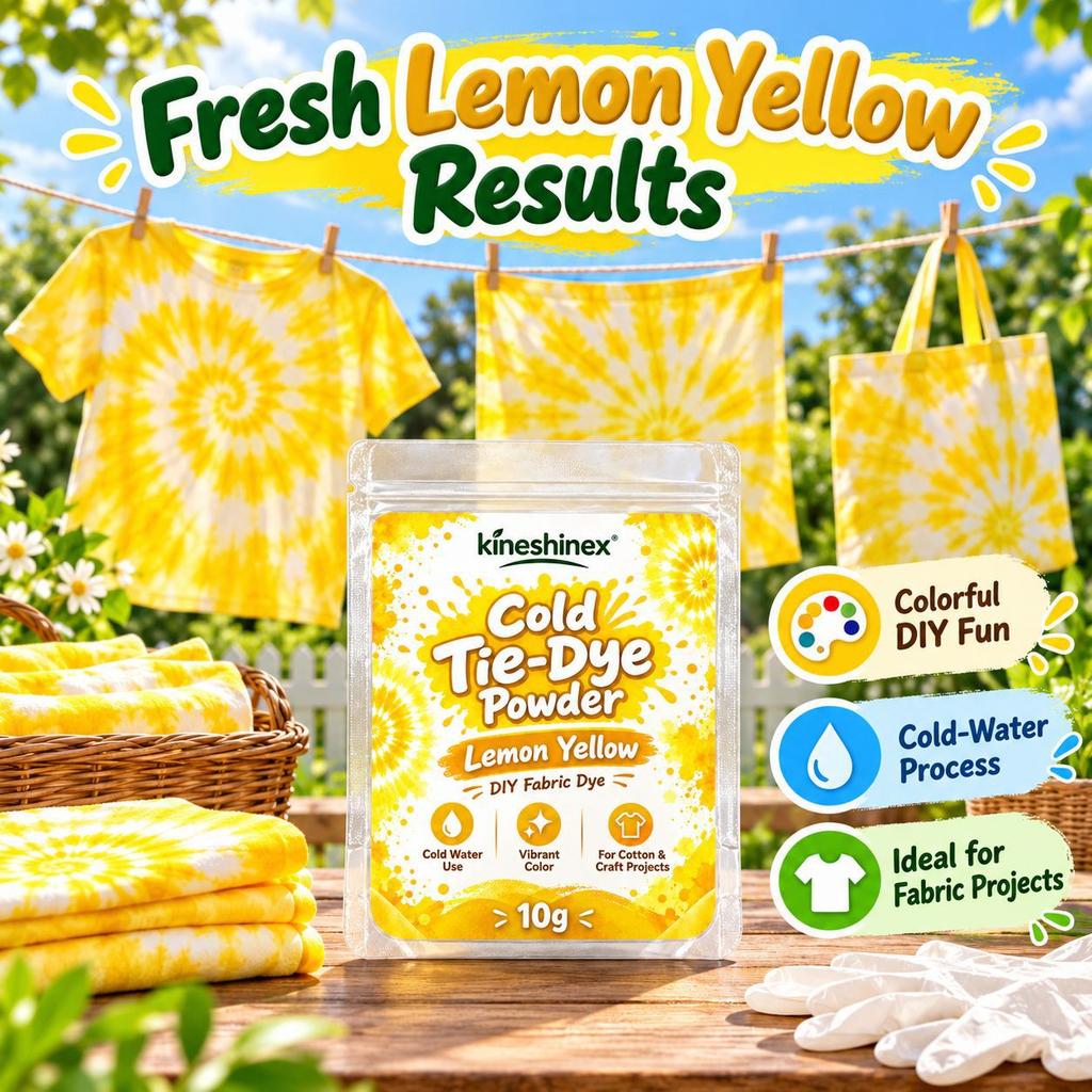 Cold Water Tie Dye Powder Lemon Yellow 10g, DIY Fabric Dye Powder for Cotton Craft Projects