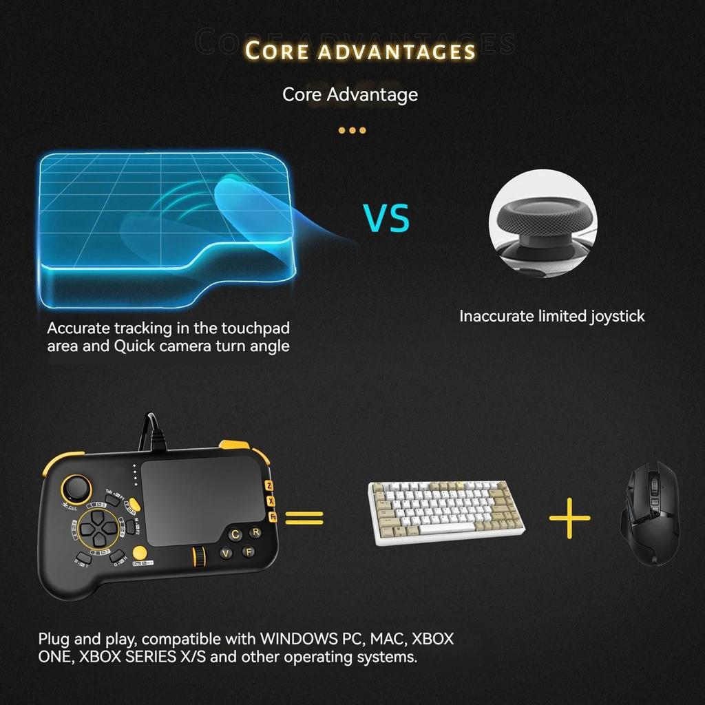 Wired USB Gaming Touchpad with Keyboard and Mouse Function,Trackpad Game Controller,Xbox X/S, Xbox One, PS5, PS4, PC, Steam, Windows 11/10, Mac OS