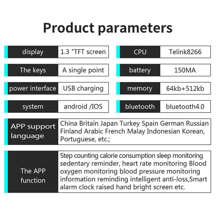 Montre Smart Watch Pression Artérielle Moniteur De Fréquence Cardiaque Fitness Tracker Watch Montre De Sport Pour Android IOS