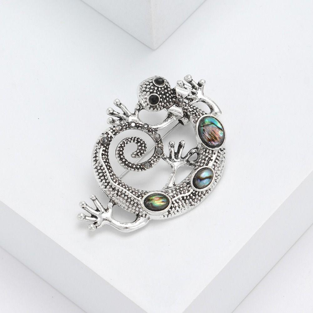 Fashion Rhinestone Insects Brooch Handmade Brooch Pins Lovely Gecko Brooches Lady Accessories