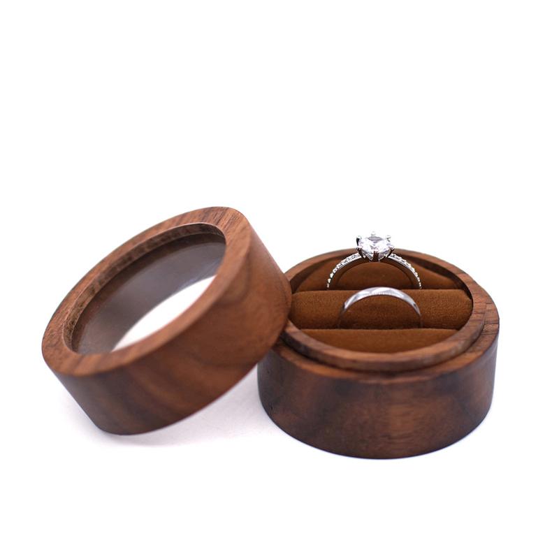 Деревянный футляр для колец с открытым окном, прозрачная шкатулка для драгоценностей для предложения, помолвки, свадебной церемонии