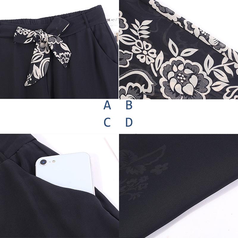 Шифоновые брюки с высокой талией, широкие брюки корейской версии, свободные, с девятью точками, прямые брюки с юбкой