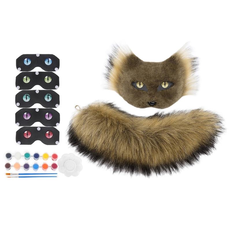 Flexible Mask With Plush Tail DIY Crafting Supply Costume Accessory For Costume And Creative Dressing Up Event