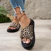 2025 новые модные большие размеры с леопардовым принтом и пряжкой на толстой подошве, иностранные крутые тапочки
