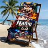 Custom Name Personalized Demon Slayer Print Beach Towel, for Trip Camping Beach Party Home Decor, Birthday Gift for Family & Friends
