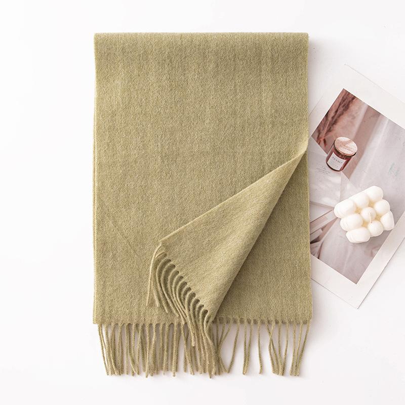 Autumn and Winter New Solid Color Scarf for Women Versatile Neck Scarf Thickened Warm Shawl Simple Tassel