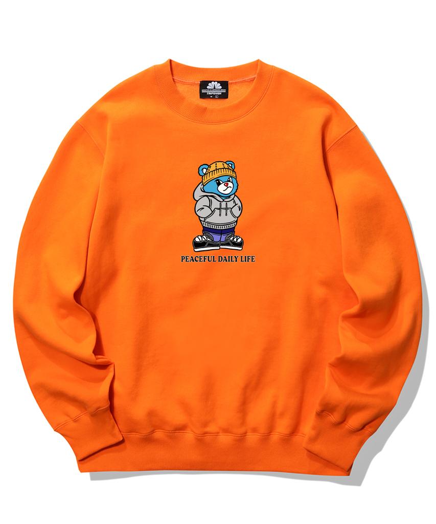 TRIPSHION City Bear Graphic Crewneck - Orange