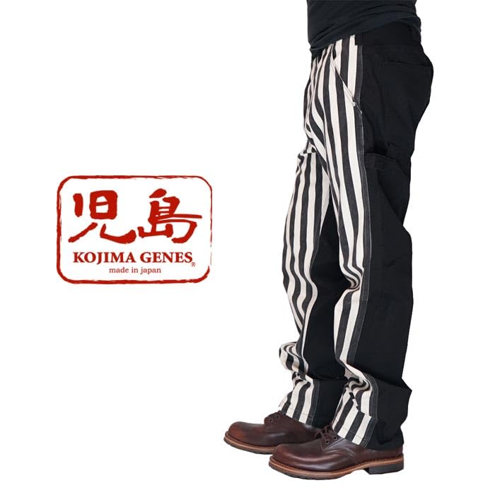 Джинсы Kojima Genes Painter Pants 13 унций Комбо с большой полоской Деним Сделано в Японии Однотонные Мужские RNB-1386-Off Black-32