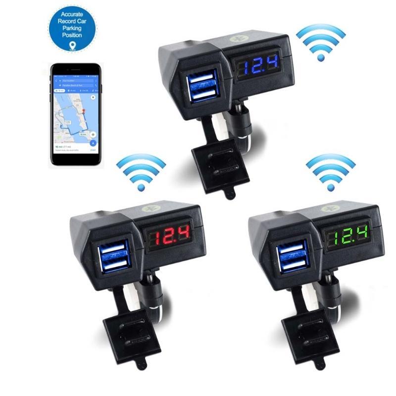 Водонепроницаемый светодиодный вольтметр зарядного устройства USB с двойным портом для мотоцикла 12 В с GPS-позиционированием