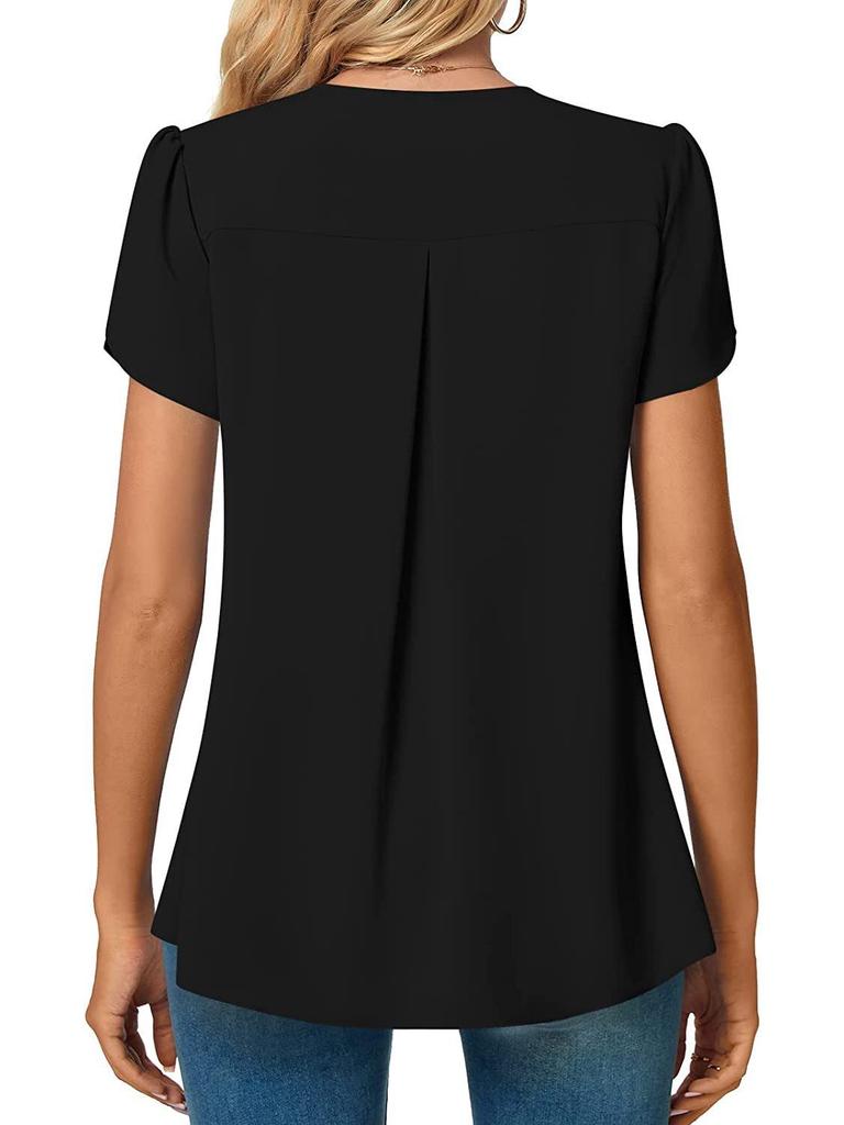 Летняя женская рубашка 2023 года с V-образным вырезом и рукавами-лепестками