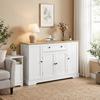 Sideboard Kitchen Cabinet with 4 Doors, Drawer, Adjustable Shelf, Door Shelves for Kitchen, Dining Room, 138x40x85cm, White