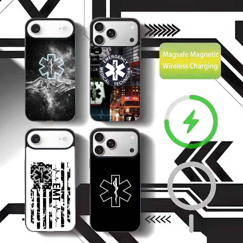 EMT EMS Ambulance LOGO Phone Case For iPhone17,16,15,14,13,12,11 Plus,Pro Max Magnetic For Magsafe Wireless Charging
