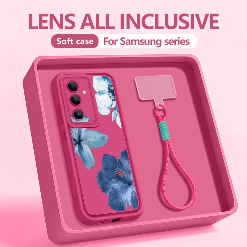 Чехол для телефона с узором из роз для Samsung Galaxy S26 S25 S24 Ultra S23 S25 FE A57 A37 A17 A56 A16 A55 A54 A15 Чехол с ремешком