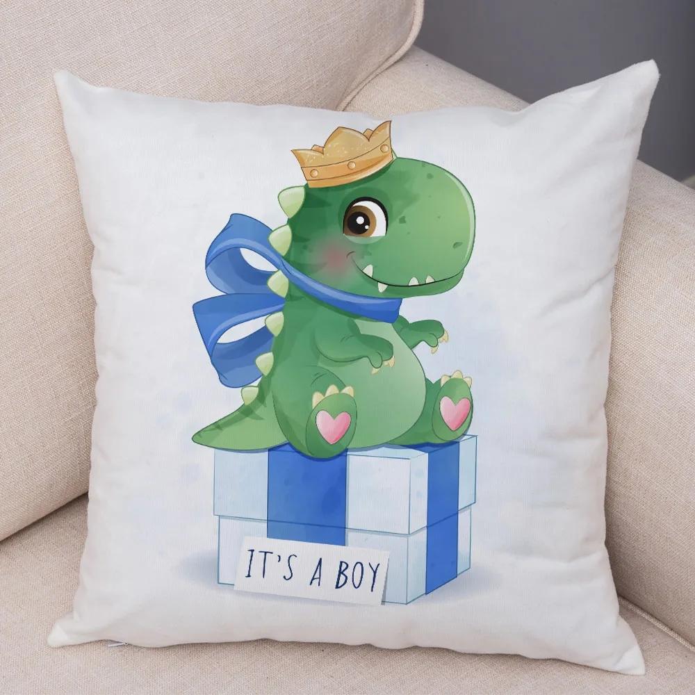 Чехол для подушки с изображением динозавра юрского периода, украшение, симпатичное животное, мягкая наволочка для детской комнаты, дивана, дома, автомобиля