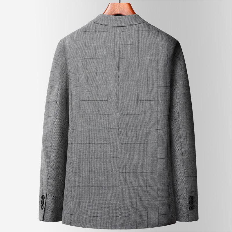 Тонкие мужские костюмы на весну и осень, не требуют глажки, облегающие, клетчатые костюмы для молодежи и среднего возраста, повседневные однобортные костюмы