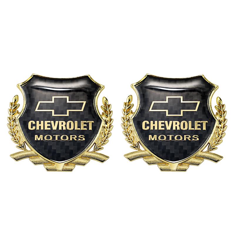 AABHM1 2Pcs Car Logo Metal Sticker Window Trunk Emblem Accessories For Chevrolet Corvette Montana TrailBlazer Silverado Traverse Camaro
