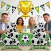 3Pcs Soccer Theme Foil Balloon Set, Giant Standing Football Stack & Golden Champion Trophy Mylar Balloons, Aesthetic Sports Even