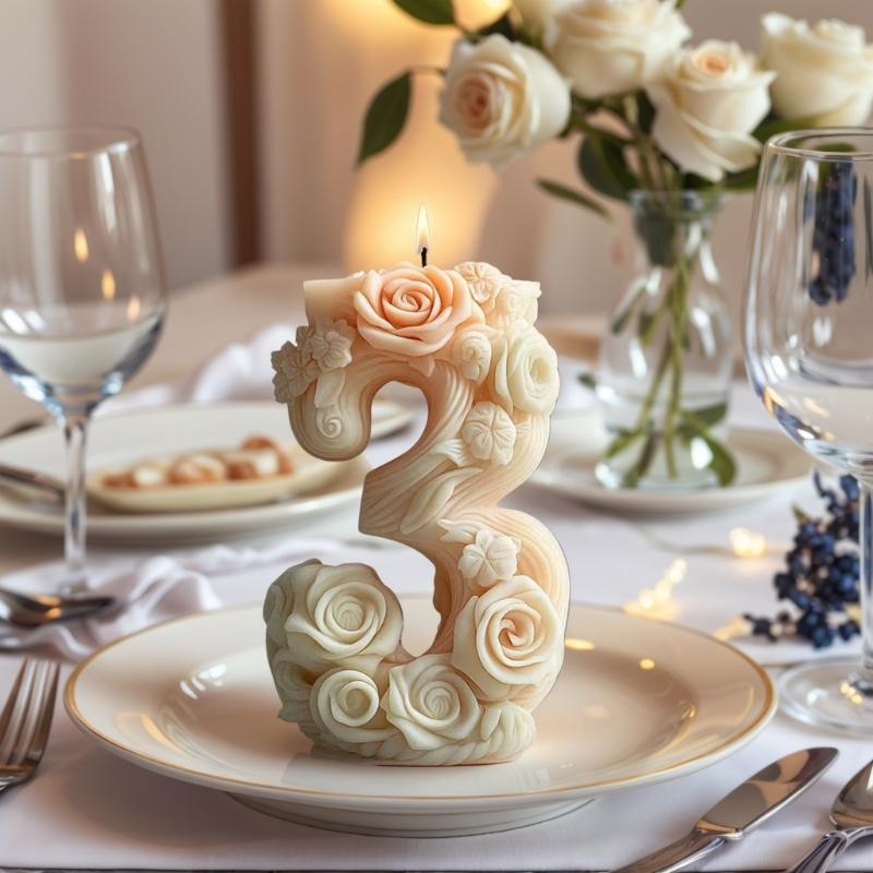 Силиконовые формы для свечей с цветами, силиконовые формы с цветами и цифрами для свечей, мыла, гипса, декора, эпоксидной смолы