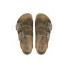 Birkenstock Leather Comfortable Round Toe Versatile Thick Sole Buckle Slide Sandals Unisex sandals Khaki 1019377