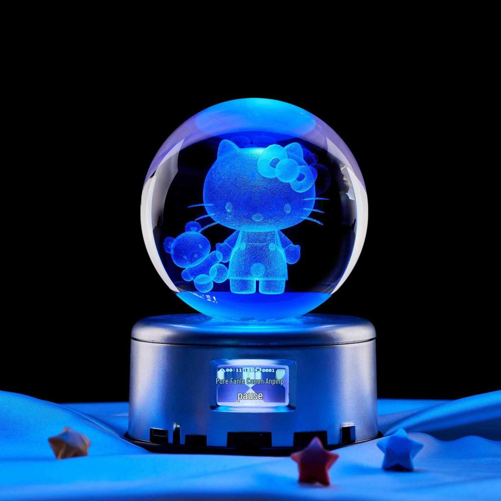 KT Кот Медведь 3D Хрустальный Шар Ночник с Вращающейся Bluetooth-Базой