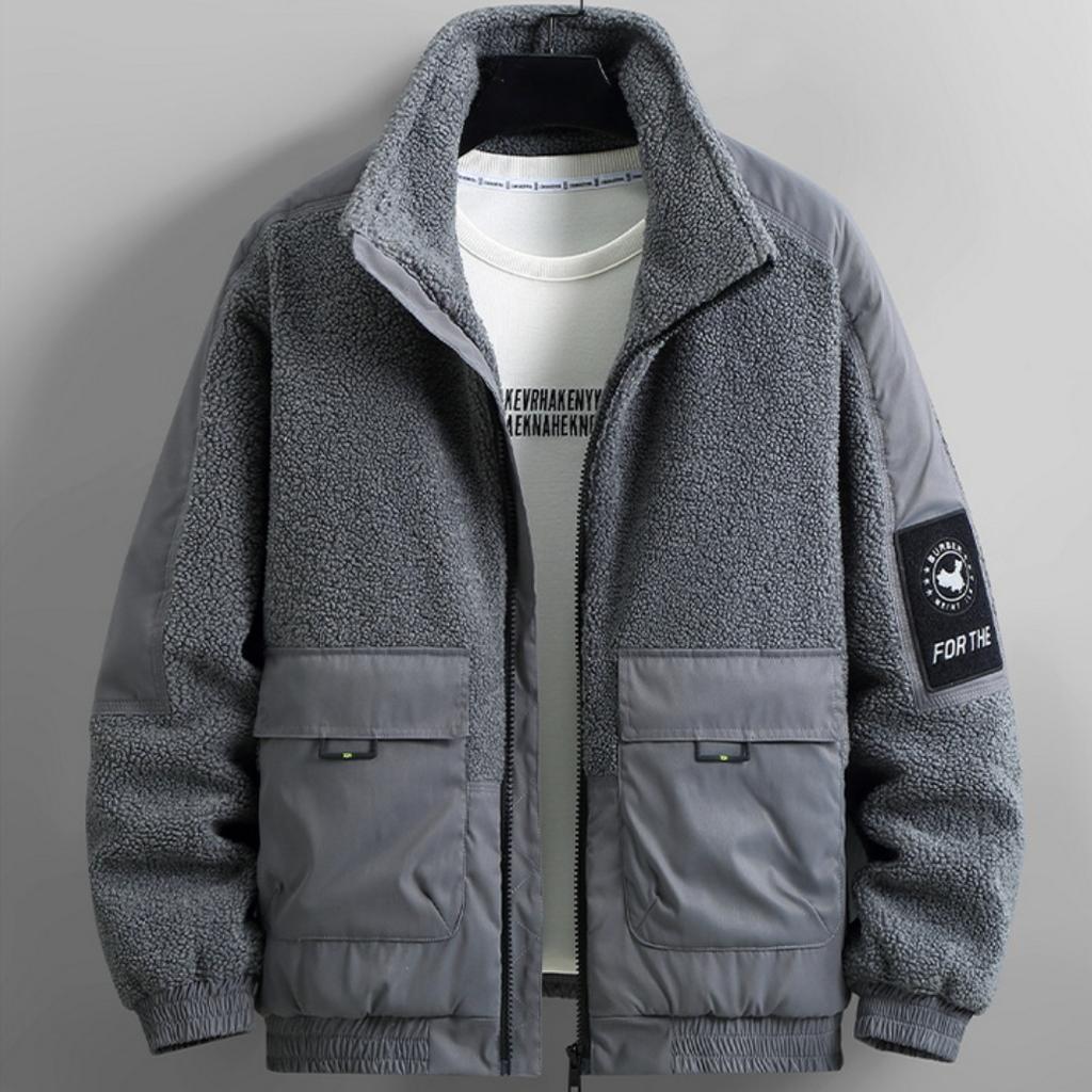 Autumn and Winter Men's Plus Size Fat Stand-up Collar Splicing Jacket Plus Fat Plus Size Cotton Men's Jacket 5XL-12XL