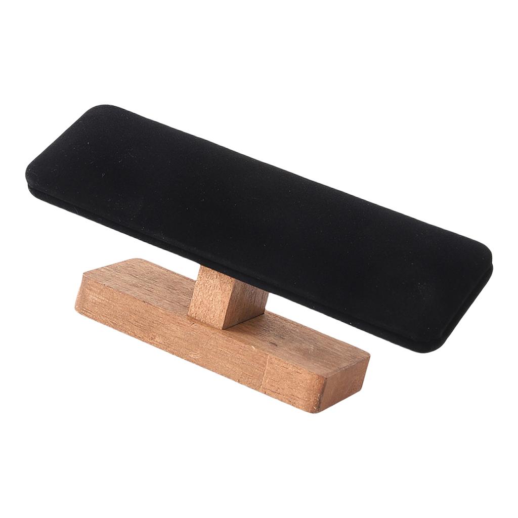 Velvets Bracelet Display Rack Wooden Base Watch and Hairbands Holder T Shaped Stand for Jewelry Storage and Organization