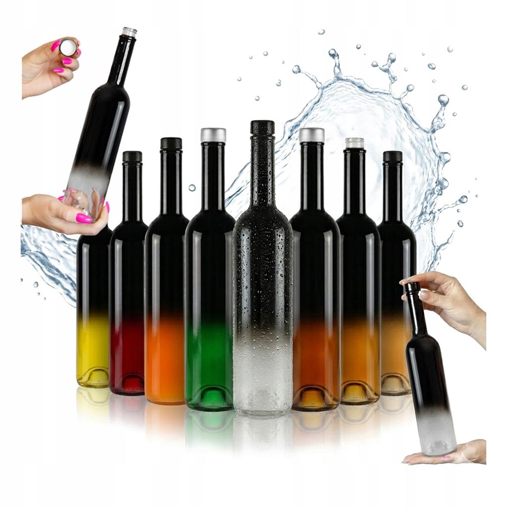 FUTURA 500ml OMBRE glass bottle black and colorless for Vodka Alcohol 0.5l