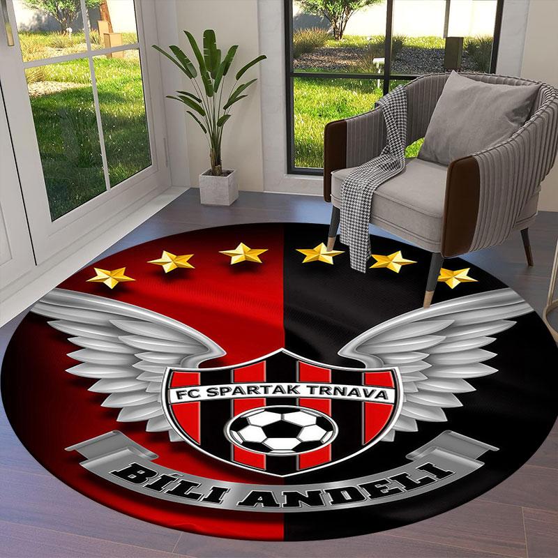 FC Spartak Trnava Round Area Rug,Carpet Rug for Living Room Bedroom Sofa Playroom Decor,Non-slip Floor Mat