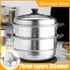 Silver 410 Stainless Steel Pot 3 Layer Soup Pot Nonmagnetic Cooking Multi Purpose Cookware Non Stick Pan Induction Cooker Pot