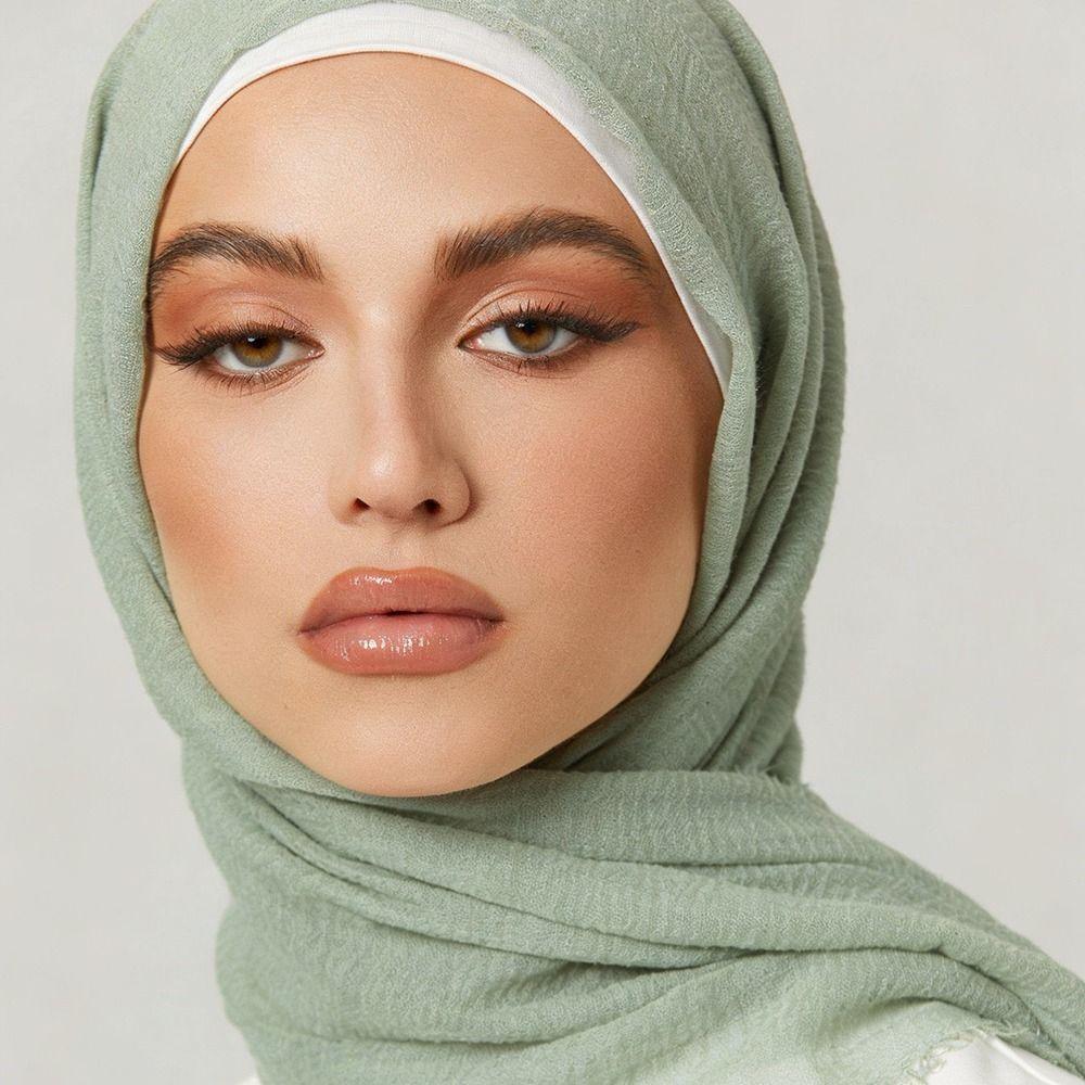10 Colors Crinkle Hijab Scarf Cotton Linen Bubble Solid Turban Pleated Plain Hijab