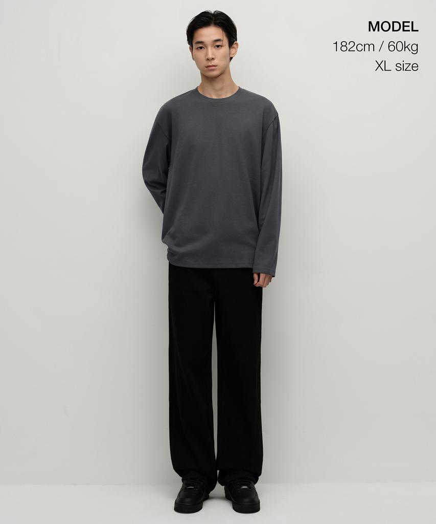 MUSINSA STANDARD [Heat Standard] Crew Neck Long Sleeve T-Shirt [Gunmetal]