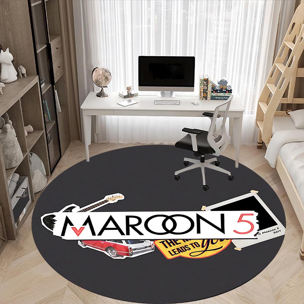 1 шт. Круглый коврик Maroon 5 для офиса - Идеально подходит для декора офиса или кабинета, Можно стирать в машине, Нескользящая основа, Декоративный коврик для пола