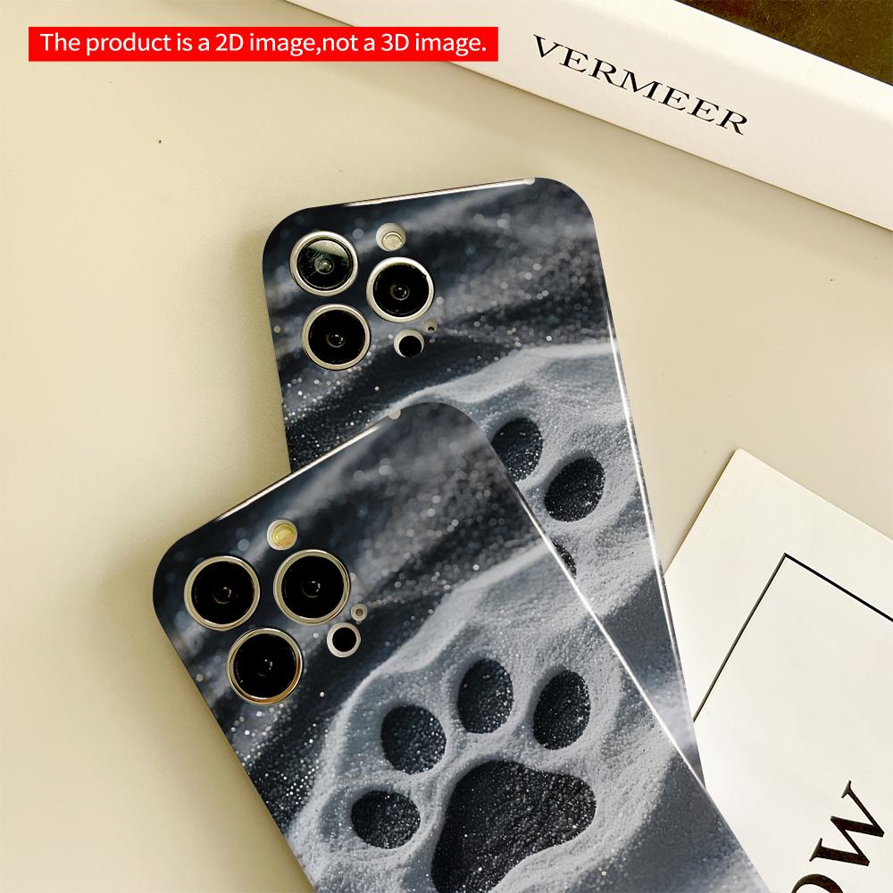 2DFlat Paw Print in Snow Texture Phone Case All inclusive film hard phone case, compatible with iPhone 18 Pro Max 17 16 15 14 13 12 11