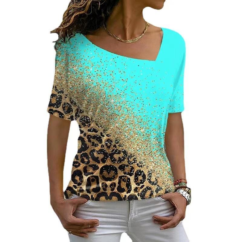 Новая летняя тонкая повседневная футболка с ярким цветным принтом и цветочным принтом, модная базовая уличная одежда, элегантная женская футболка с короткими рукавами XS-8XL