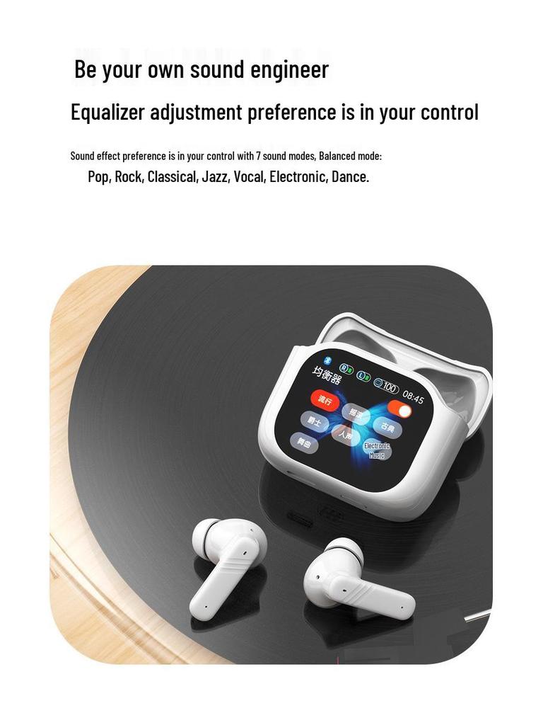 Долговечные беспроводные Bluetooth-наушники с шумоподавлением и умным цветным экраном, удобные для длительного ношения
