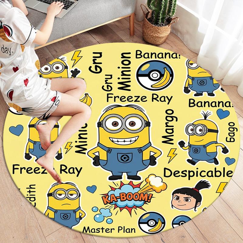 Despicable Minions Round Area Rug Carpet Rug For Living Room Bedroom Sofa Playroom Decor Nonslip Floor Mat