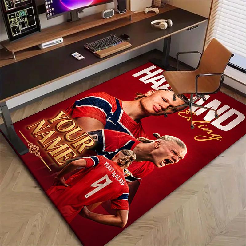 Haaland Design Area Rug Personalized Name- Non-Slip, Soft & Cozy Floor Mat for Living Room, Office - Indoor/Outdoor Carpet