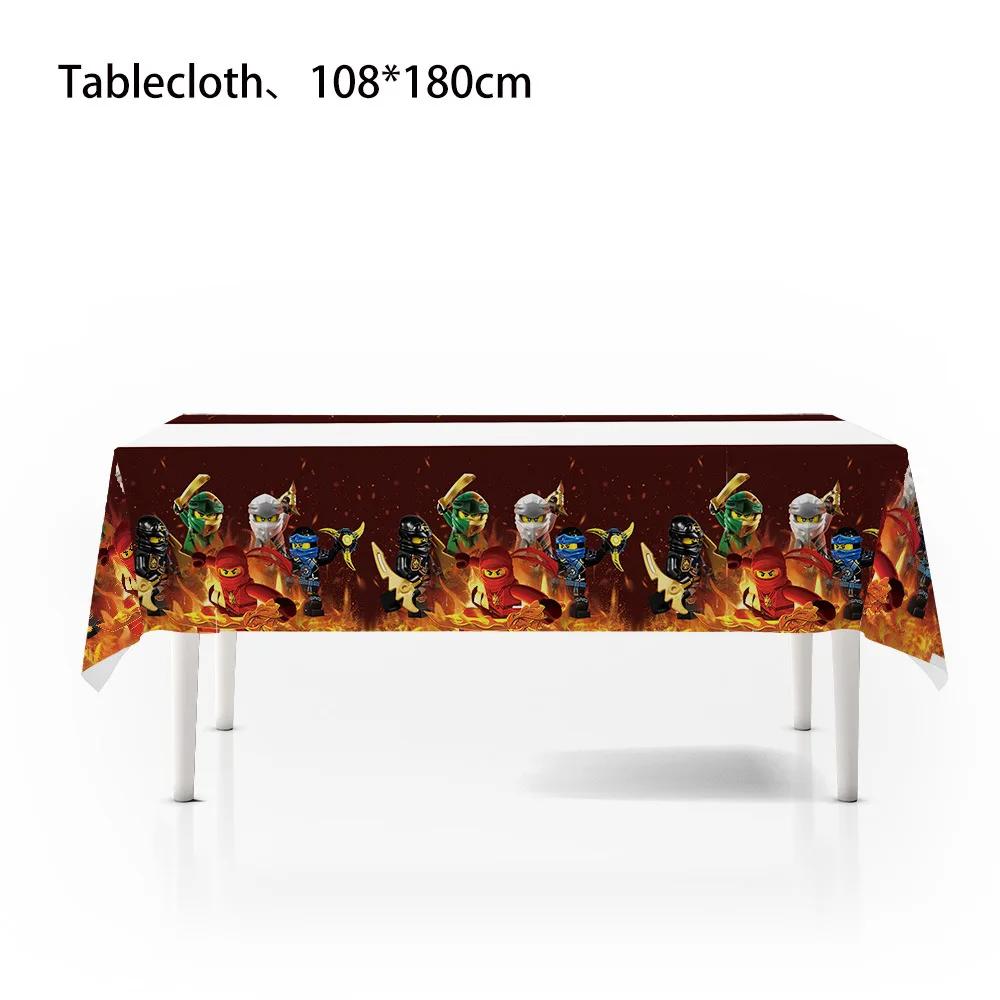 Kids Birthday Party Decoration Banner Ninjago Theme Print Triangle Pennant Flag Streamer Balloon Tableware Set for Kids Birthday