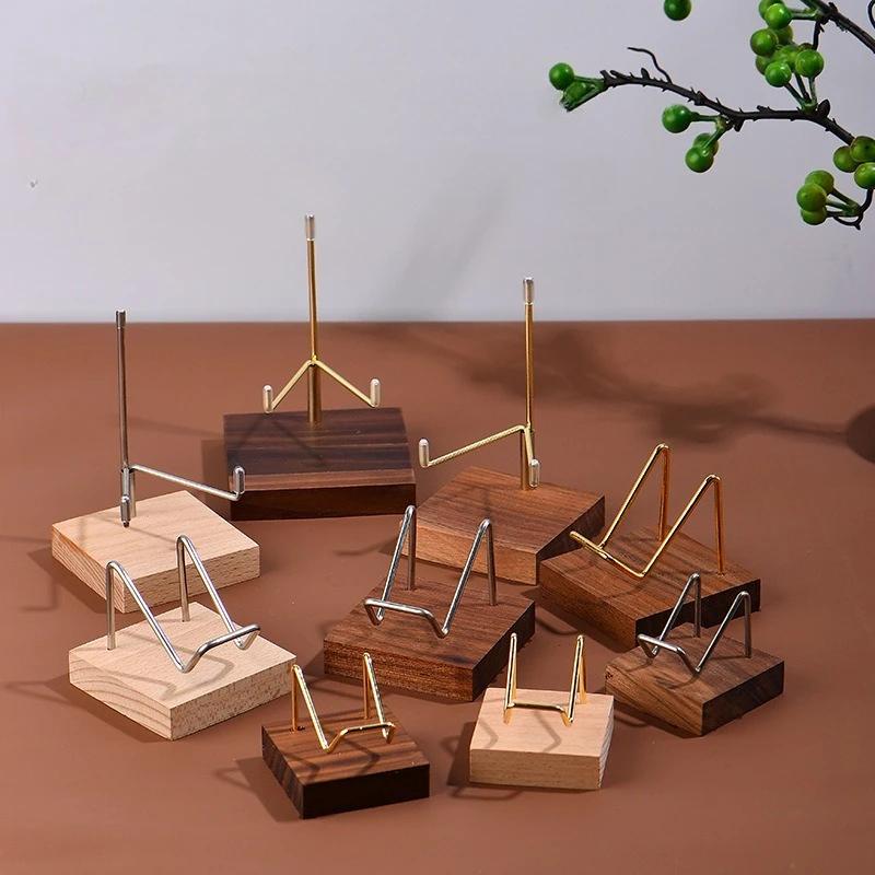 Paper Holders Gold Geometric Napkin Holder with Wooden Base - Modern Tabletop Tissue Rack for Kitchen & Dining Table