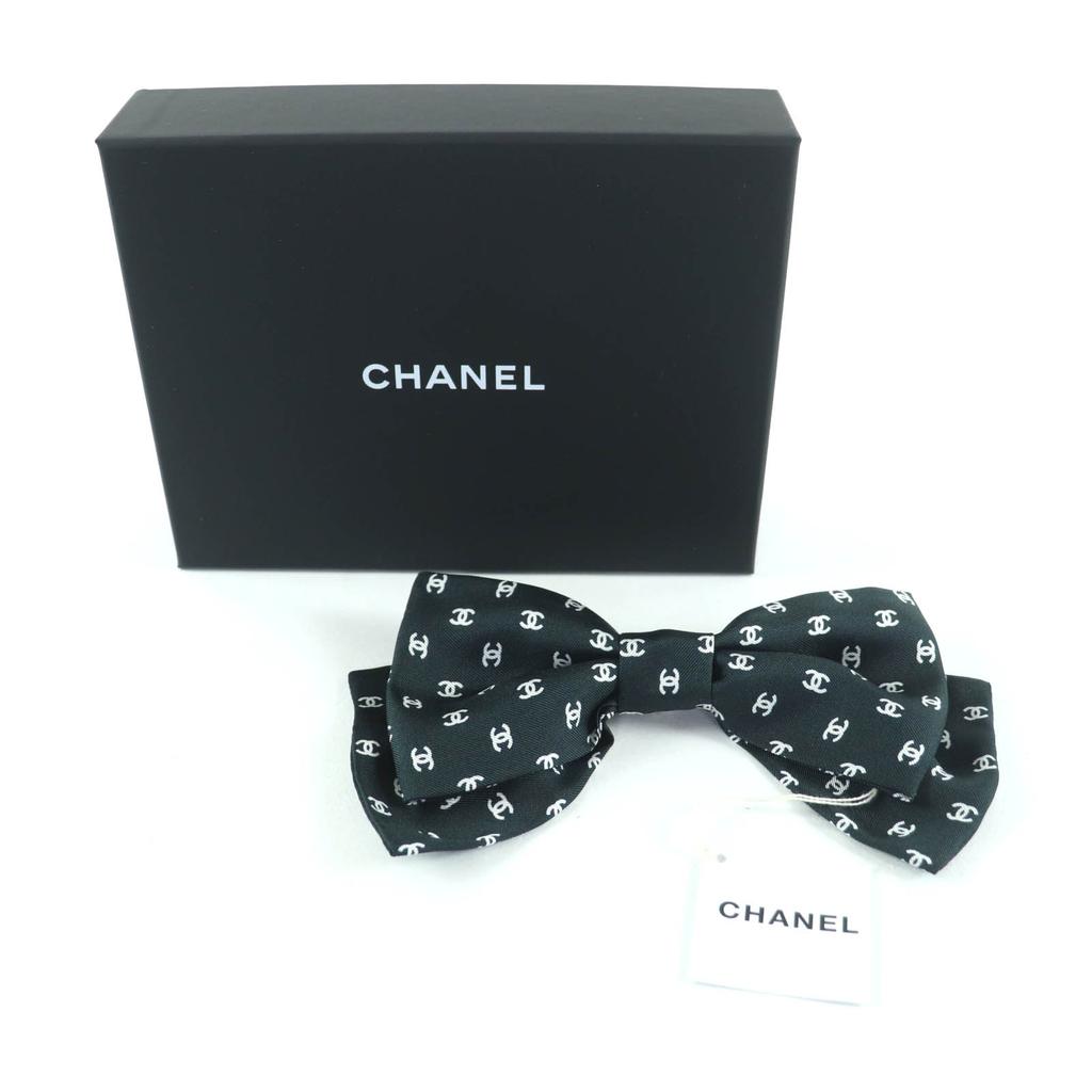 Excellent CHANEL hair accessory Black White silk Women AAA821 25P Used