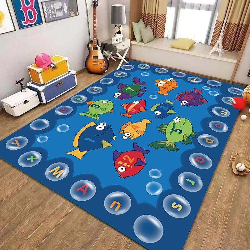 Cute Cartoon Educational Pattern Carpet Non Slip Soft Rug For Kids Room Playroom Living Room Bedroom Home Decor Children Use