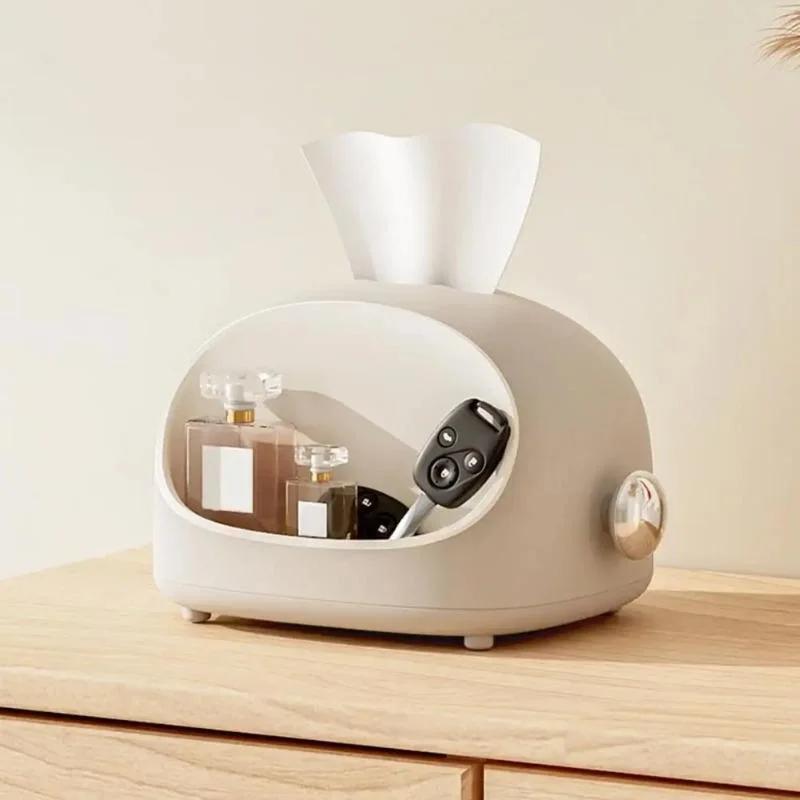 Бытовой Многофункциональный Держатель для Салфеток в Инс Стиле Однотонный Пыленепроницаемый Милый Держатель для Салфеток с Ушками для Гостиной Коробка-Диспенсер для Салфеток Хранение