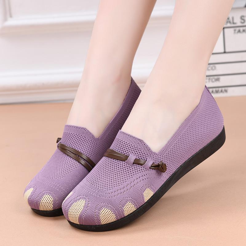 Comfortable Walking Shoes for Elderly Women Soft Sole Slip-on Flats Anti-fatigue Casual Loafers