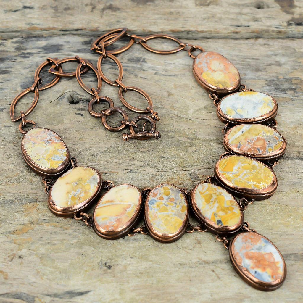Maligano Jasper Necklace Electroformed Copper Adjustable Chain Necklace Top Quality Gemstone Necklace Handmade Copper Jewelry Gifts For Wife