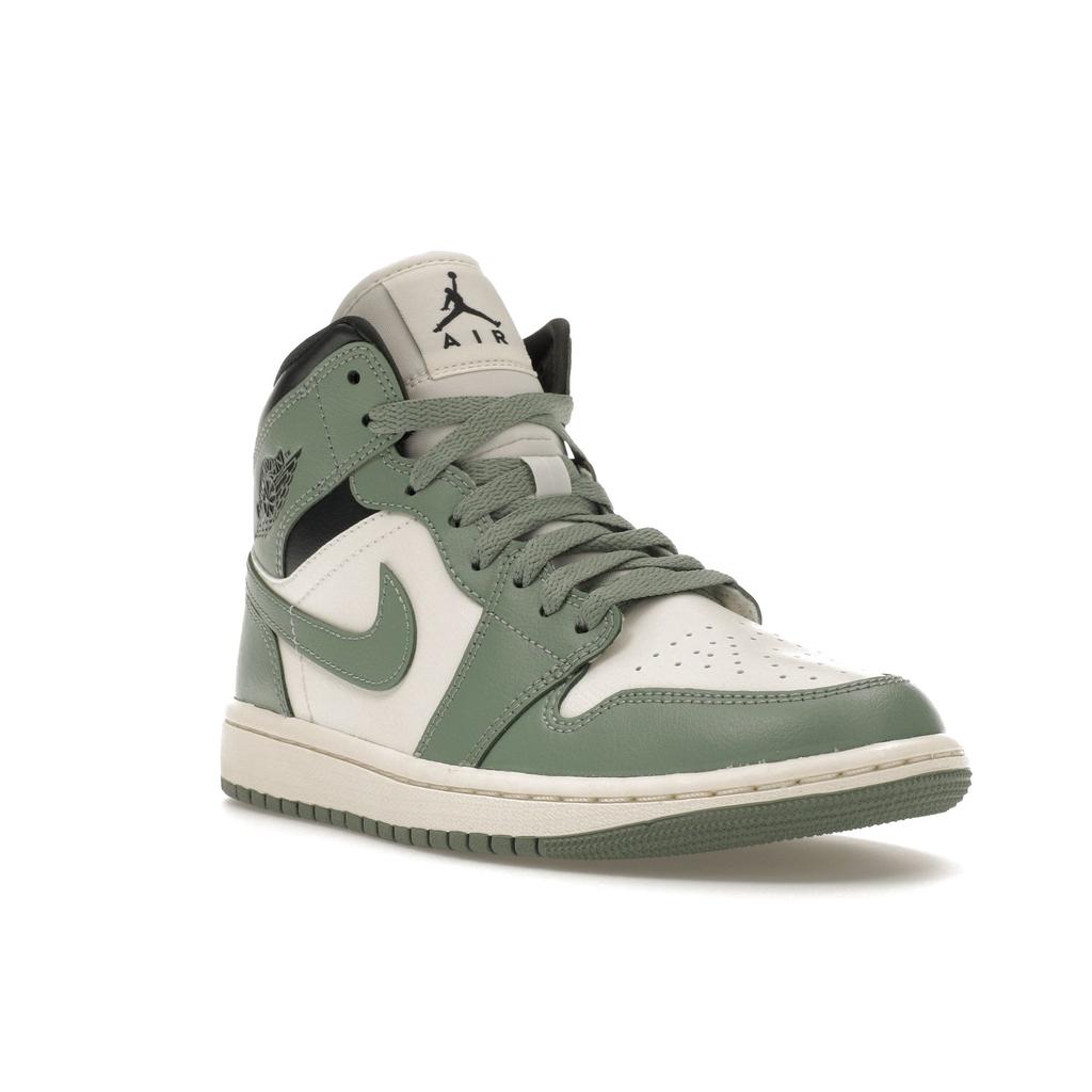 Женские кроссовки Air Jordan 1 Mid Jade Smoke Green Sail Anthracite BQ6472-130