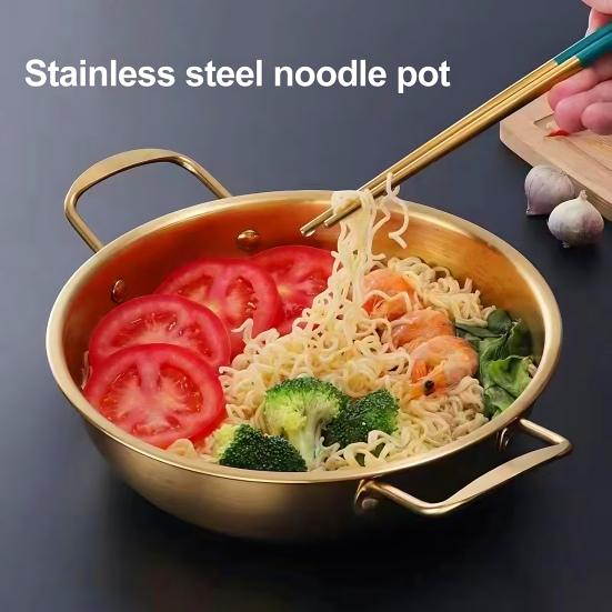Yousheng Нержавеющая сталь Кастрюля для соуса Корейская кастрюля для лапши с ручками Нержавеющая от ржавчины Сковорода для тушения овощей Многоцелевая посуда для супа из морепродуктов Пасты